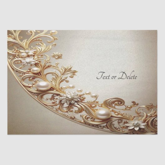 Ornate Gold Flourish Tissue Paper Tissuepapier (Voorkant)