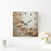 Ornate Gold Flourish Wall Clock Vierkante Klok (Huis)