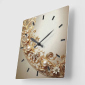 Ornate Gold Flourish Wall Clock Vierkante Klok (Hoek)