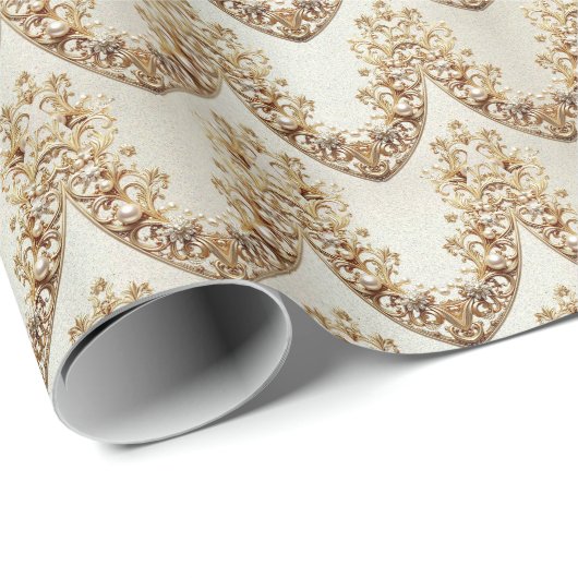 Ornate Gold Flourish Wrapping Paper Cadeaupapier (Rol Hoek)