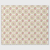 Ornate Gold Frame and Pink Roses Cadeaupapier (Vlak)