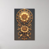 Ornate Gold Frame With Large Metallic Flower Medal Canvas Afdruk (Voorkant)