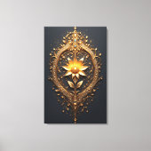 Ornate Gold Frame With Large Metallic Flower Medal Canvas Afdruk (Voorkant)