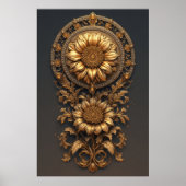 Ornate Gold Frame With Large Metallic Flower Medal Poster (Voorkant)