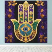  Ornate Gold Third Eye Hamsa Canvas Afdruk (Insitu (Houten vloer))