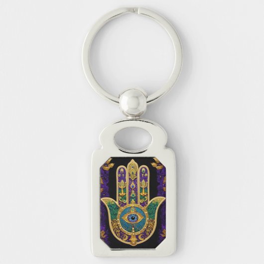  Ornate Gold Third Eye Hamsa Sleutelhanger (Voorkant)