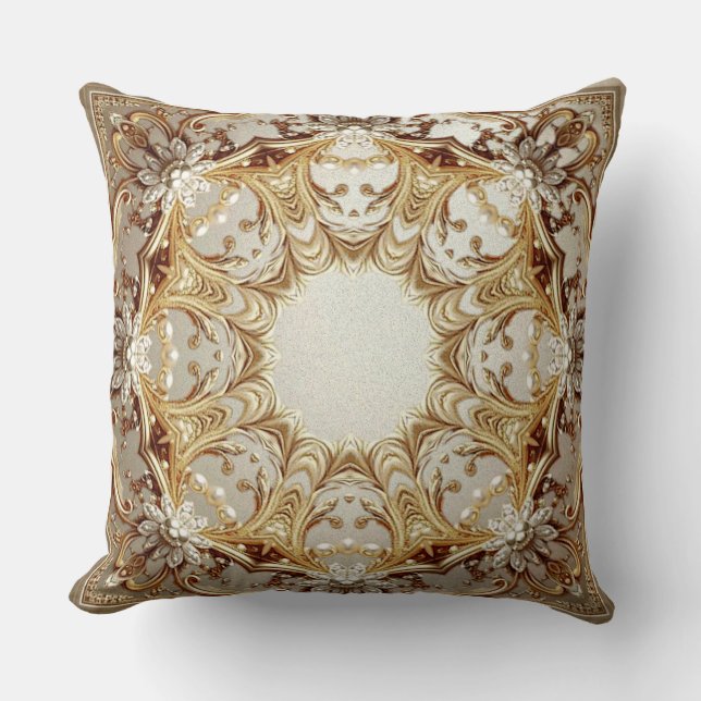 Ornate Gold Throw Pillow Kussen (Voorkant)