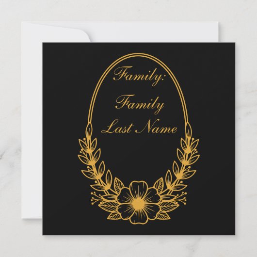 Ornate Gold Wreath Invitation with Custom Text Des (Voorkant)
