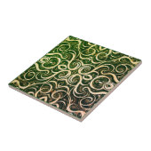 Ornate Green and Gold Tile Design Tegeltje (Zijkant)