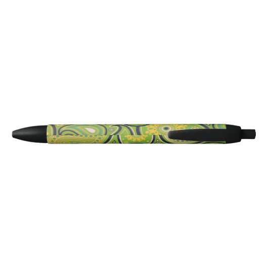 Ornate Green Paisley Pattern Monogram Zwarte Inkt Pen (Achterkant)