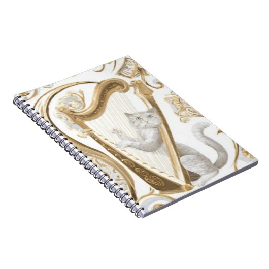 Ornate Harp Cat Notebook – Aesthetic Cover Notitieboek (Rechterzijde)
