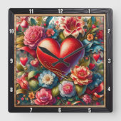 Ornate Heart Botanical Garden Vierkante Klok (Voorkant)