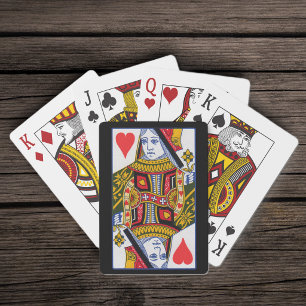 Ornate Heart Dame Rode Harten Zwarte Fiets Spelend Pokerkaarten