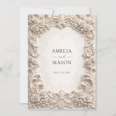Ornate Ivory Baroque Floral Wedding Invitation Kaart (Achterkant)