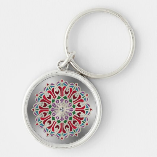 Ornate Jewel Flower Mandala Sleutelhanger (Voorkant)