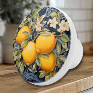 Ornate Lemons - Navy Ceramic Knob Keramische Knop