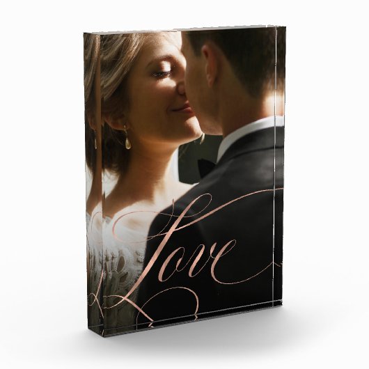 Ornate Liefde | Nep Rose Goud Calligrafie Fotoblokken (Links)
