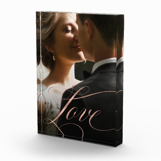 Ornate Liefde | Nep Rose Goud Calligrafie Fotoblokken (Rechts)