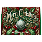 Ornate Merry Christmas Tree Groot Cadeauzakje (Voorkant)