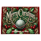 Ornate Merry Christmas Tree Groot Cadeauzakje (Voorkant)