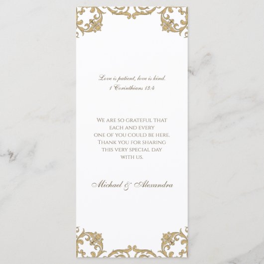 Ornate Monogram Baroque Christian Wedding Menu (Achterkant)