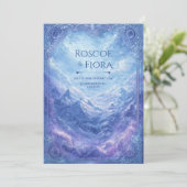 Ornate Mystic Snow Mountain Vista Wedding Kaart (Staand voorkant)