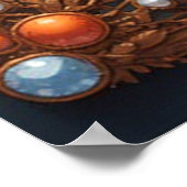 Ornate Orange Flower Artwork in Gold Frame Poster (Hoek)