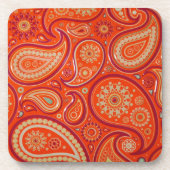 Ornate Orange Paisley Pattern Bier Onderzetter (Voorkant)