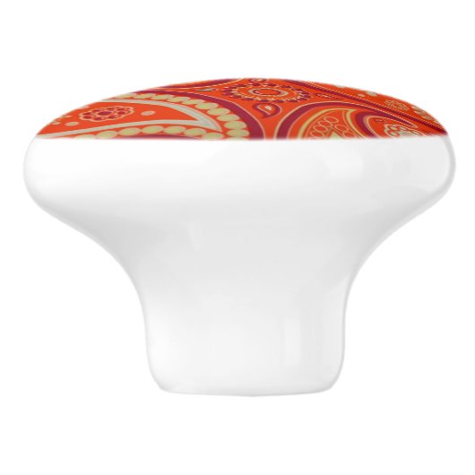 Ornate Orange Paisley Pattern Keramische Knop (Zijkant)