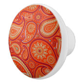 Ornate Orange Paisley Pattern Keramische Knop (Rechts)
