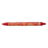Ornate Orange Paisley Pattern Monogram Zwarte Inkt Pen (Voorkant)