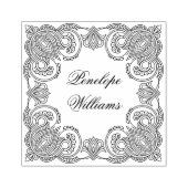 Ornate Paisley Wooden Personalized Name Stamp Rubberstempel (Afrduk)