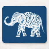Ornate Patterned Blue Elephant Muismat (Voorkant)