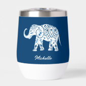 Ornate Patterned Blue Elephant Personalised (Voorkant)