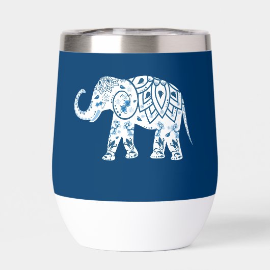 Ornate Patterned Blue Elephant Personalised (Achterkant)