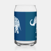 Ornate Patterned Blue Elephant Personalised Blikvorm Glas (Rechts)