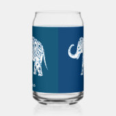 Ornate Patterned Blue Elephant Personalised Blikvorm Glas (Links)