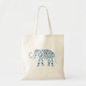 Ornate Patterned Blue Elephant Tote Bag (Voorkant)