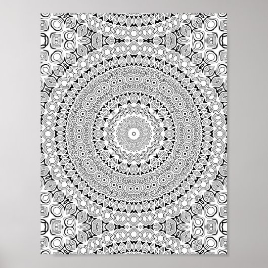 Ornate Petal Rings Coloring Page Pattern Design Poster (Voorkant)