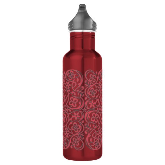 Ornate Pink Flower Pattern Waterfles (Rechts)