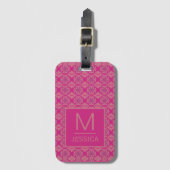 Ornate Pink Purple Geometric Pattern Personalised Bagagelabel (Voorkant (verticaal))