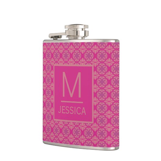 Ornate Pink Purple Geometric Pattern Personalised Heupfles (Links)