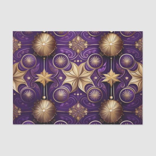 ORNATE PURPLE & GOLD CHRISTMAS FLOURISHES TISSUEPAPIER (Voorkant)