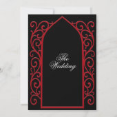 Ornate red border Gothic wedding Invitation Kaart (Achterkant)