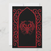 Ornate red border Gothic wedding Invitation Kaart (Achterkant)
