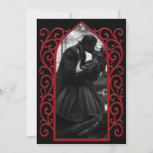 Ornate red border Photo Gothic wedding Invitation Kaart (Achterkant)