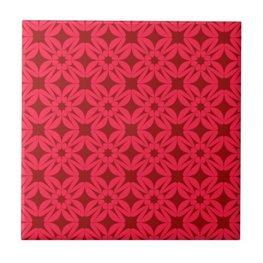 Ornate Red Geometric Pattern Tegeltje (Voorkant)