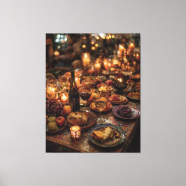 Ornate Red Wine Banquet Table Canvas Afdruk