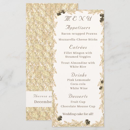 Ornate Roses Plat Menu (Voorkant / Achterkant)