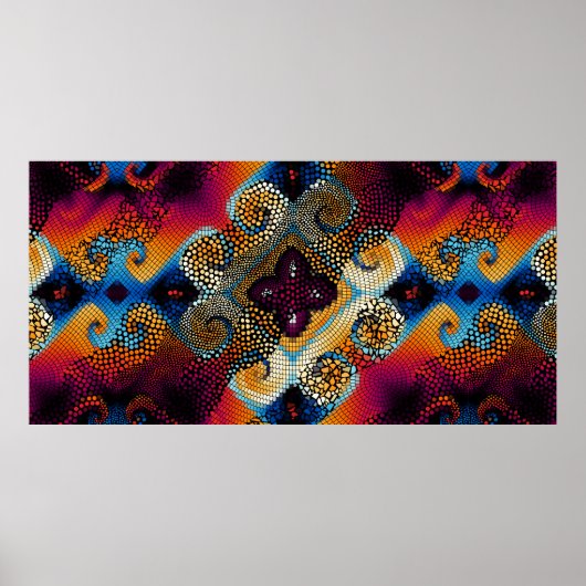 Ornate seamless texture background. Diagonal waves Poster (Voorkant)